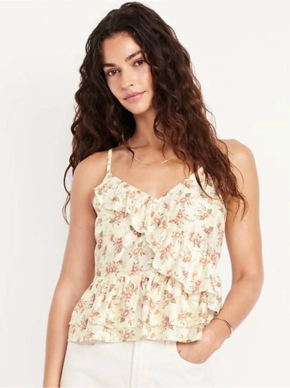 Old Navy Floral Ruffle V-Neck Camisole Top